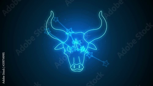 Taurus  zodiac constellation icons signs with galaxy stars background, Astrology symbol horoscope