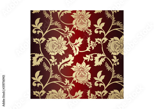 wedding card design, paisley floral pattern , India	