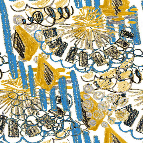 Creative seamless pattern with beautiful bright abstract elements. Colorful t...