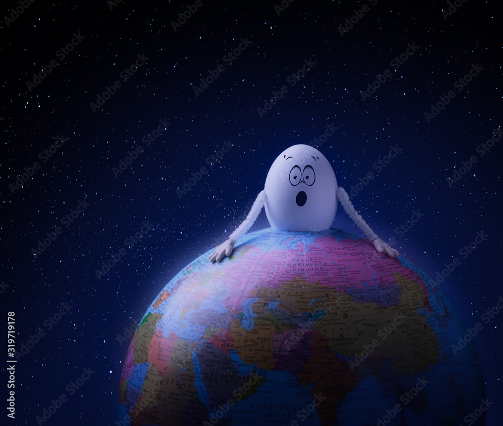 Fototapeta premium Egg astronaut in outer space