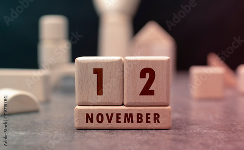 November 12 written with wooden blocks
