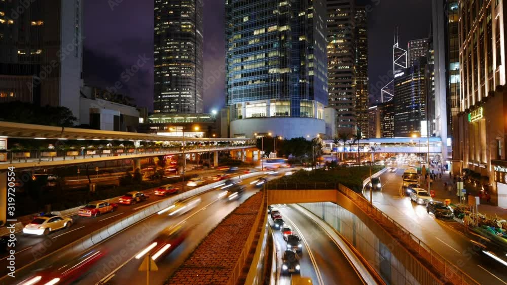 4K Time lapse of Hong Kong central and city traffic