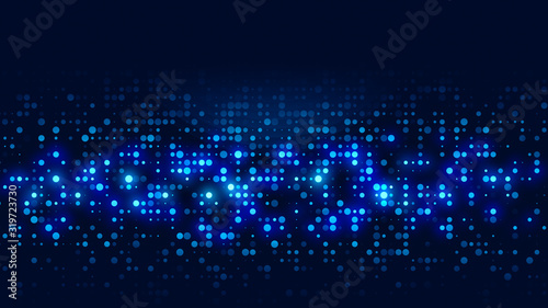 Dot blue pattern screen led light gradient texture background. Abstract technology big data digital background. 3d rendering.