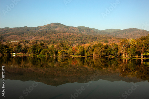 leke in autumn , mountain Chiang Mai Thailand ,nature forest