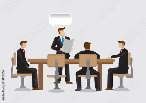 Business Executives in Business Meeting Vector Illustration