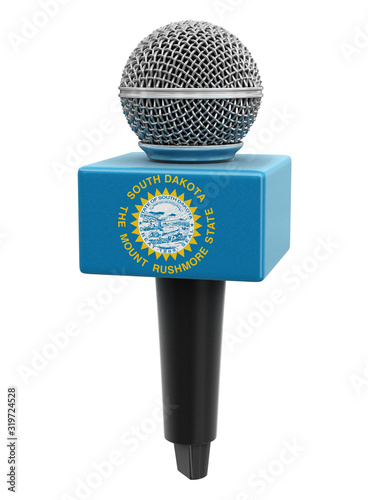 Microphone and South Dakota flag. Image with clipping path photo