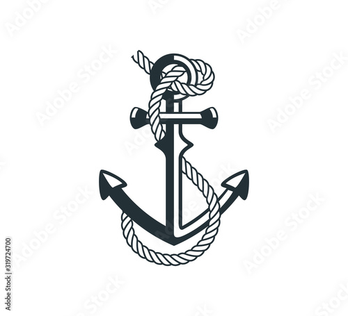 ship anchor with rope vector graphic design for logo and illustration