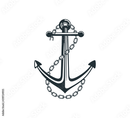 ship anchor with steel chain vector graphic design for logo and illustration