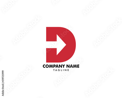 Initial Letter D with Arrow Logo Design Template