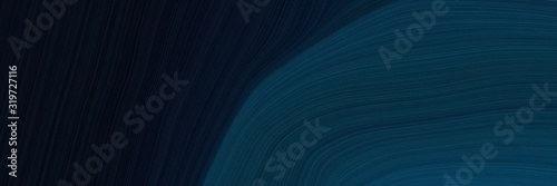 artistic header with very dark blue, black and dark slate gray colors. dynamic curved lines with fluid flowing waves and curves