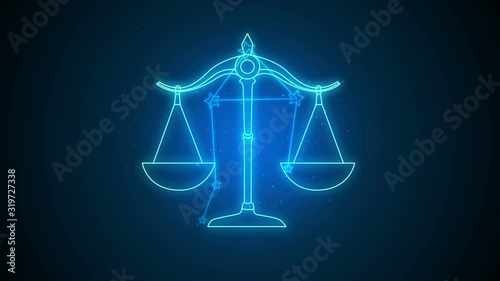 Libra zodiac sign horoscope constellation stars, dark sky blurred background