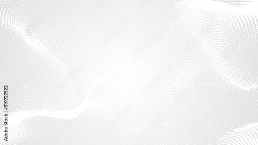 Dot white gray wave light technology texture background. Abstract big data digital concept. 3d rendering.