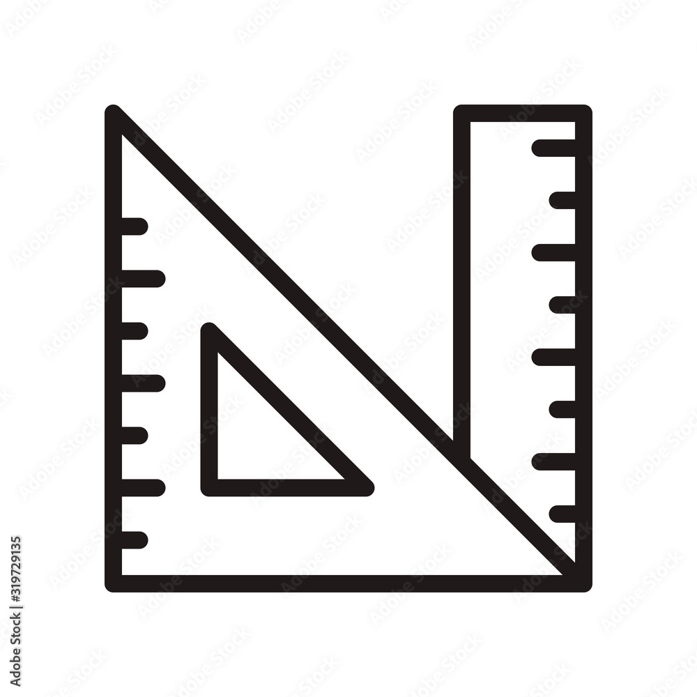 Ruler, triangle ruler icon in trendy outline style design. Vector graphic illustration. Ruler, measurement icon for website design, logo, and ui. Editable vector stroke. Pixel perfect. EPS 10.