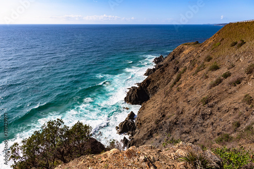Beautiful sea view from the top of Byron Bay cape. Nature of New South Wales, East coast of Australia. .