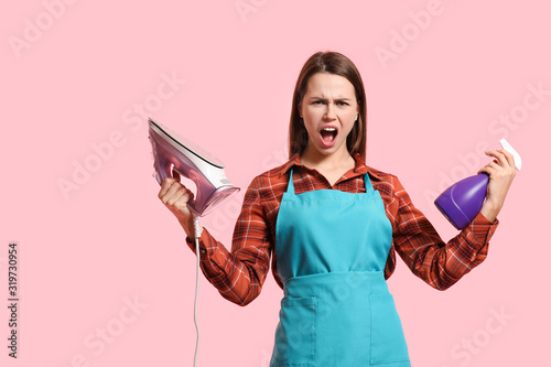 Aggressive young housewife ...