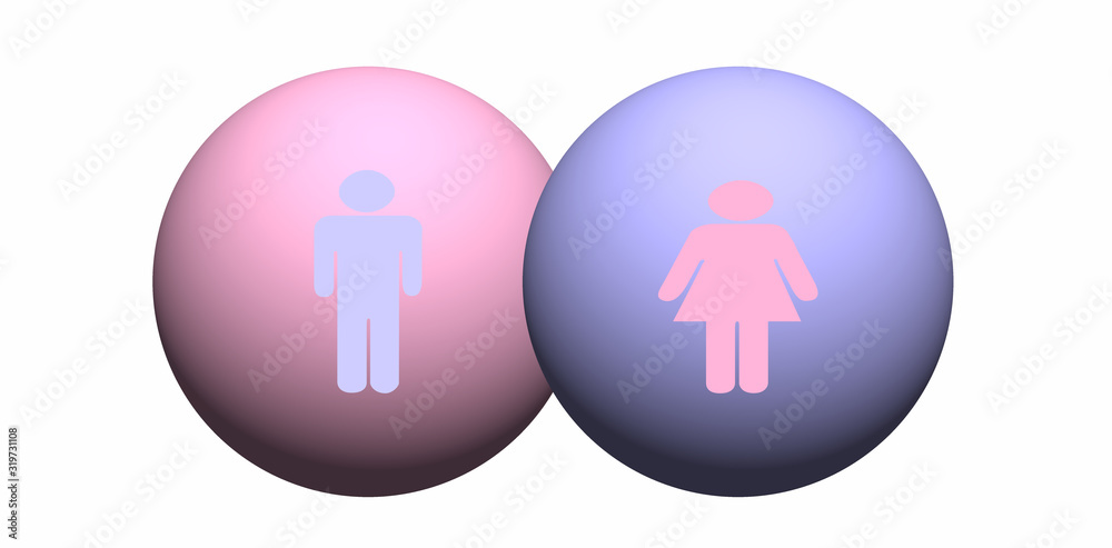 3d illustration male and female symbols isolated on white background 3d illustration male and female symbols isolated on white background