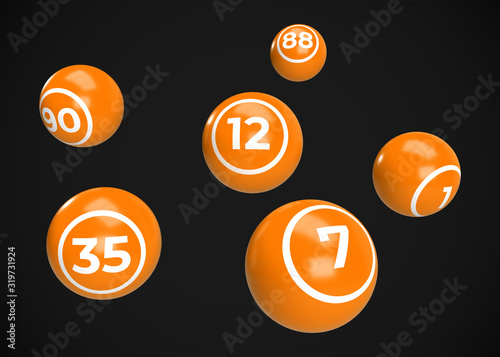 Orange Bingo Balls 3D Render