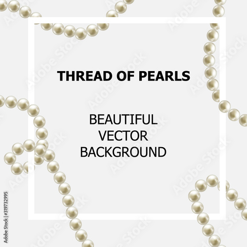 Shiny pearl beads around the frame. abstract vector pattern