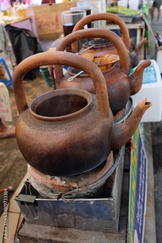 Pottery kettle Ancient Thai Coffee photo