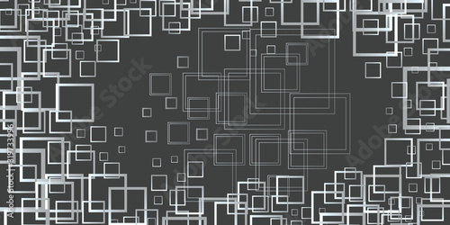 Abstract black and white square composition background