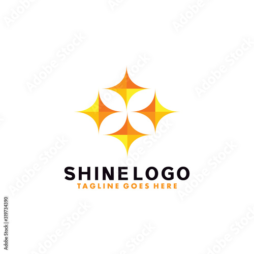 Shine Logo design vector template with orange flat color Concept style. brilliant Symbol for energy, industrial, gas oil, fuel, business and company.