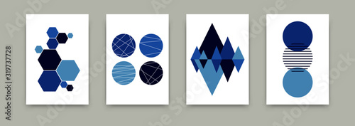 Abstract geometric poster set. Scandinavian flat art design templates. Simple composition wallpaper swiss style, vector illustration for flyer, banner, home decor