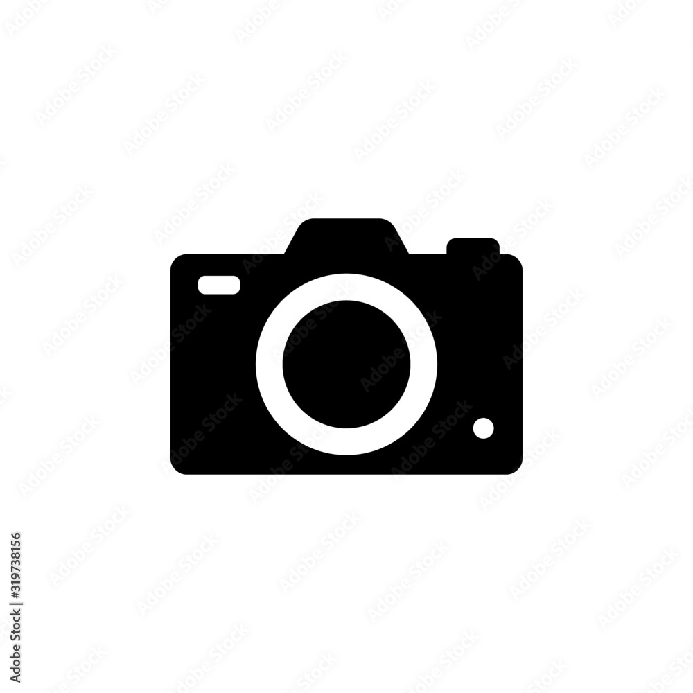 Photo camera flat icon. Photograph focus sign isolated on white background. Camera pictogram for web design, vector illustration