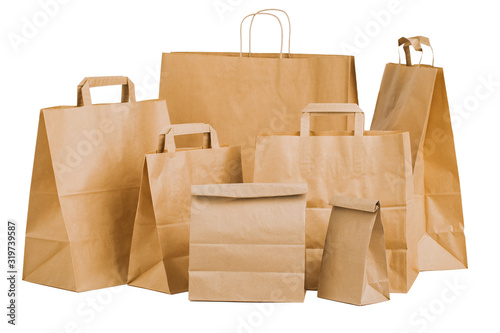 Paper bags isolated on white background. photo