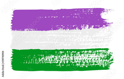 Grunge Genderqueer pride flag. Vector illustration Symbol of gay. LGBT movement. LGBTQ community.