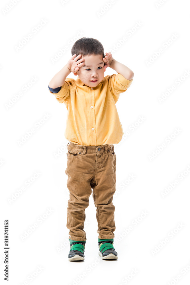 little asian boy gesturing isolated on white little asian boy gesturing isolated on white