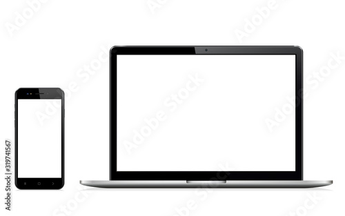 Laptop, phone mock up
