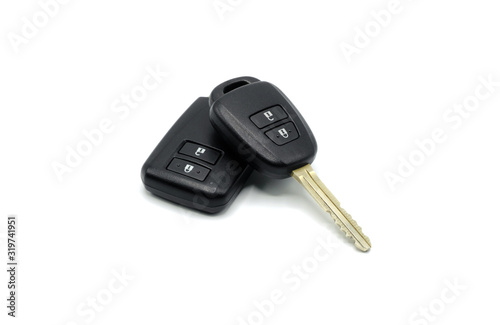 Various type of smart car keys with remote control for lock and unlock car isolated on white background.
