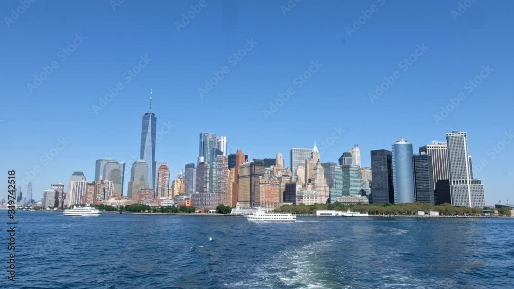 Hudson river and New York city view from a boat Hudson river and New York city view from a boat