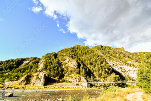 landscape with mountains and blue sky, photo as a background , in janovas fiscal sobrarbe , huesca aragon province photo