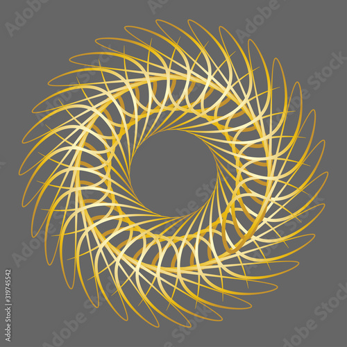 An abstract golden spirograph pattern background image.