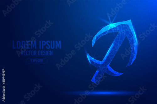 Sagittarius ninth zodiac sign abstract background. Low poly wireframe digital banner. Linear and polygonal 3D concept of horoscope, celestial constellation.