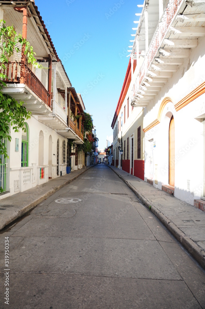  Streets and houses of the old city of Cartagena