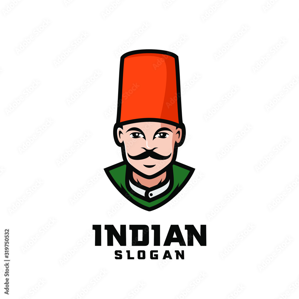 Indian chef character logo design cartoon