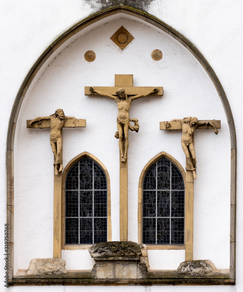church front with Jesus on the cross 