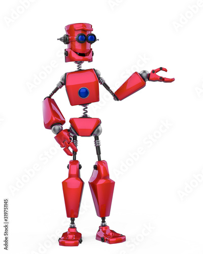 funny robot cartoon showing in a white background