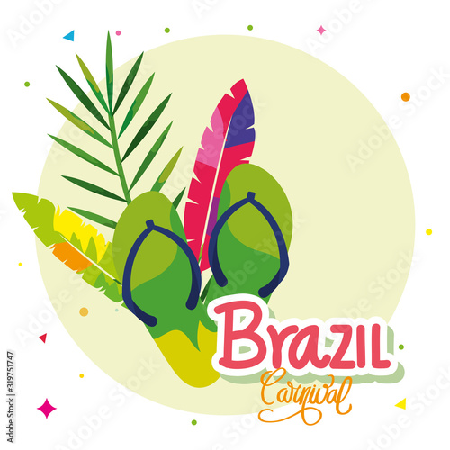 poster of carnival brazil with flip flops and decoration