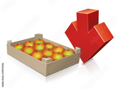 Récolte de pommes à la baisse (reflet)