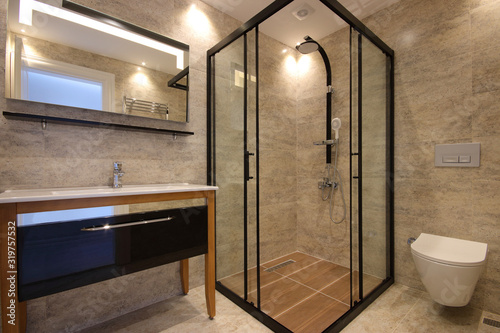 Shower Cabin in the Modern Bathroom