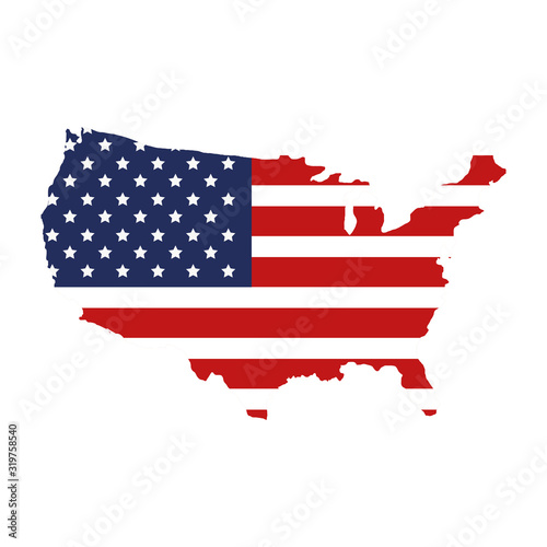 map of usa with flag isolated icon