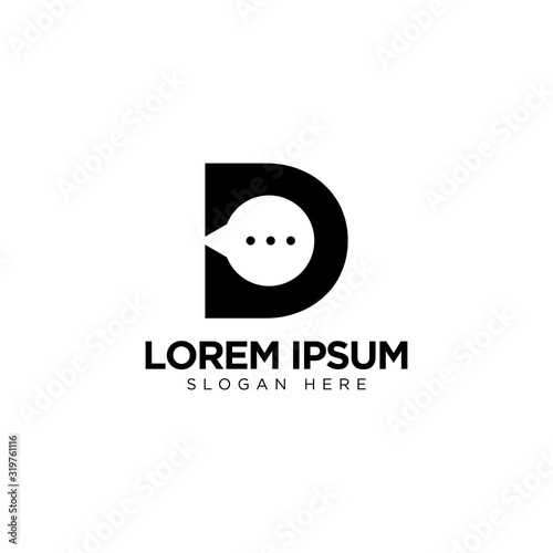 Letter D Chat Logo Design, Communication Logo Template