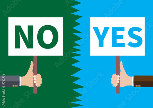 Set of hands holding different signs