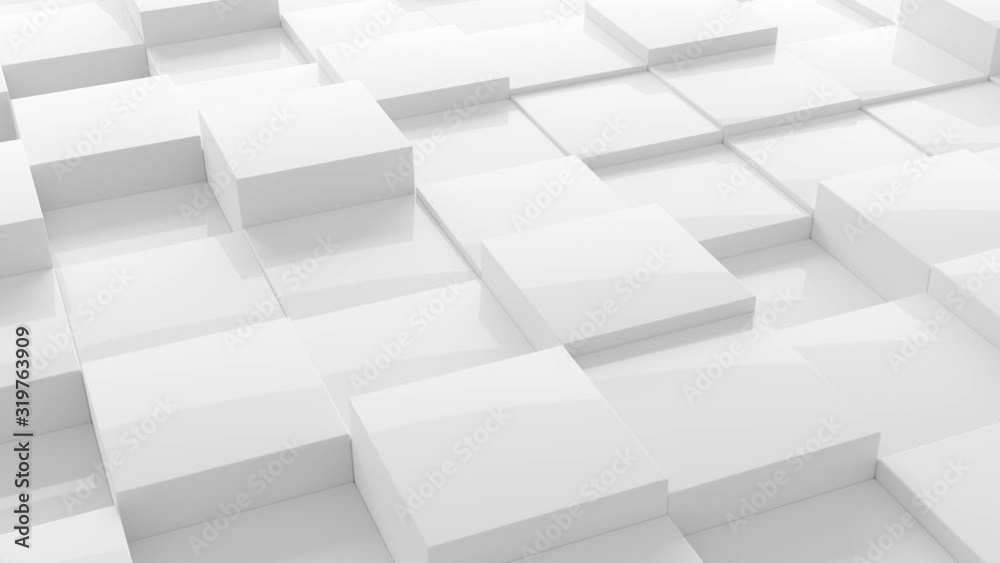 White modern shiny abstract geometrical cube array wave pattern background - loopable