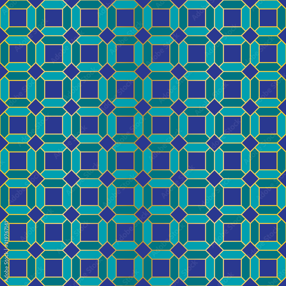 seamless blue gold geometric tile pattern seamless blue gold geometric tile pattern