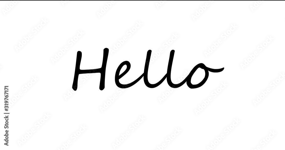 Black Handwritten Hello Text on a White Background