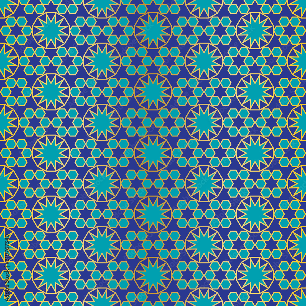 seamless blue gold Moroccan vector pattern seamless blue gold Moroccan vector pattern